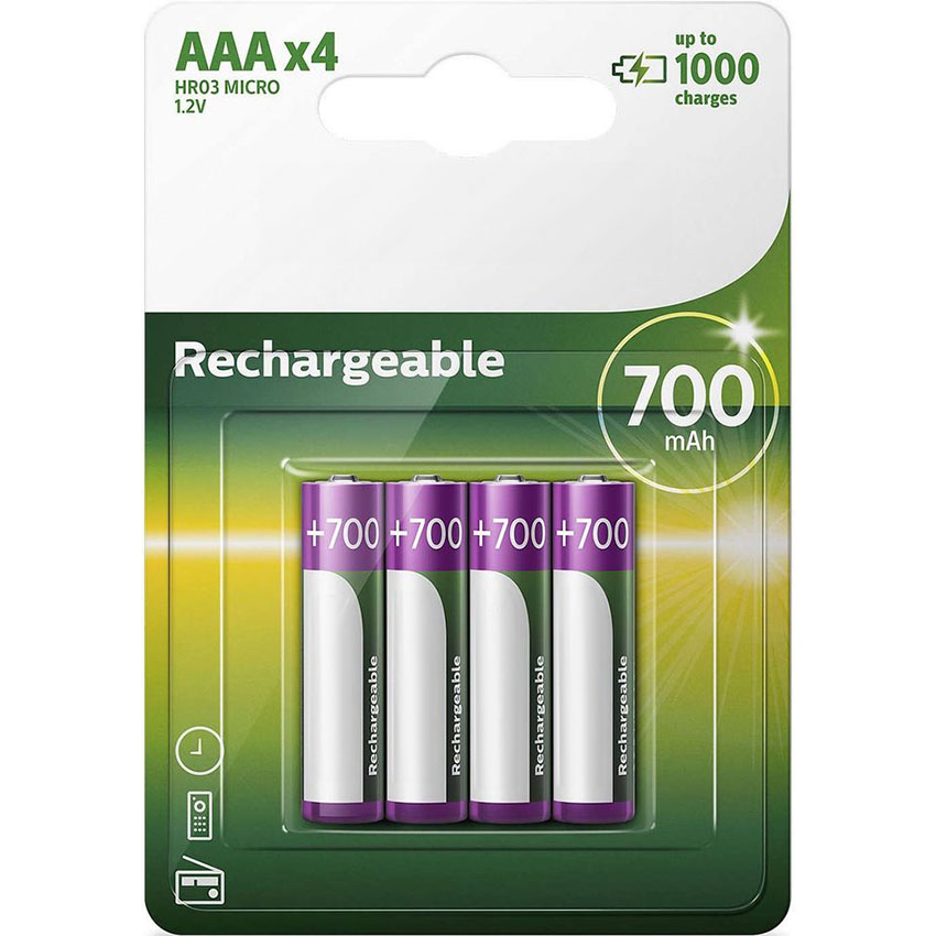 pack de 4 Pilas AAA Philips R03B4A70/10/ 1.2V/ Recargables