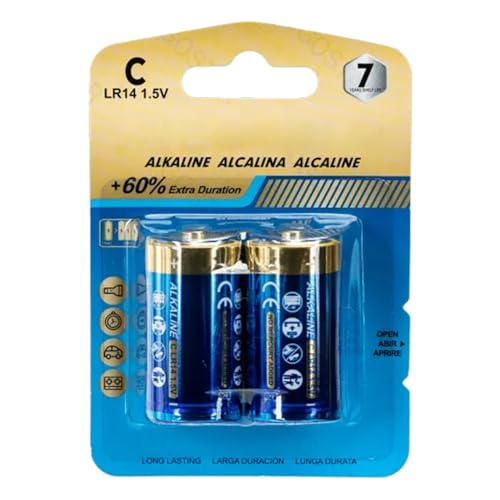 pila alcalina LR14C de 1,5 V, ideal para tus dispositivos. Pack de 2 unidades para que nunca te falte energía. Potencia y durabilidad en cada carga. ¡Perfecta para tus necesidades!