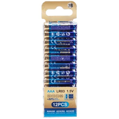 pila alcalina LR03 de 1,5 V, ideal para dispositivos de alto rendimiento. Paquete de 12 unidades que garantiza larga duración y fiabilidad en cada uso. ¡Potencia tu día a día!