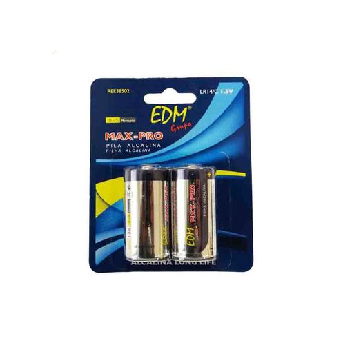 pila alcalina tipo c lr14 1.5v (blister 2 unidades) ø26,2x50mm, ideal para dispositivos eléctricos y juguetes.