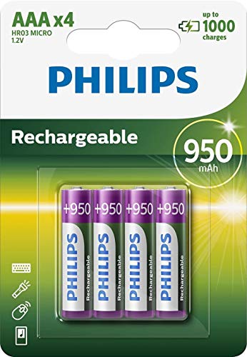 pack de 4 Pilas AAA Philips R03B4A95/10/ 1.2V/ Recargables